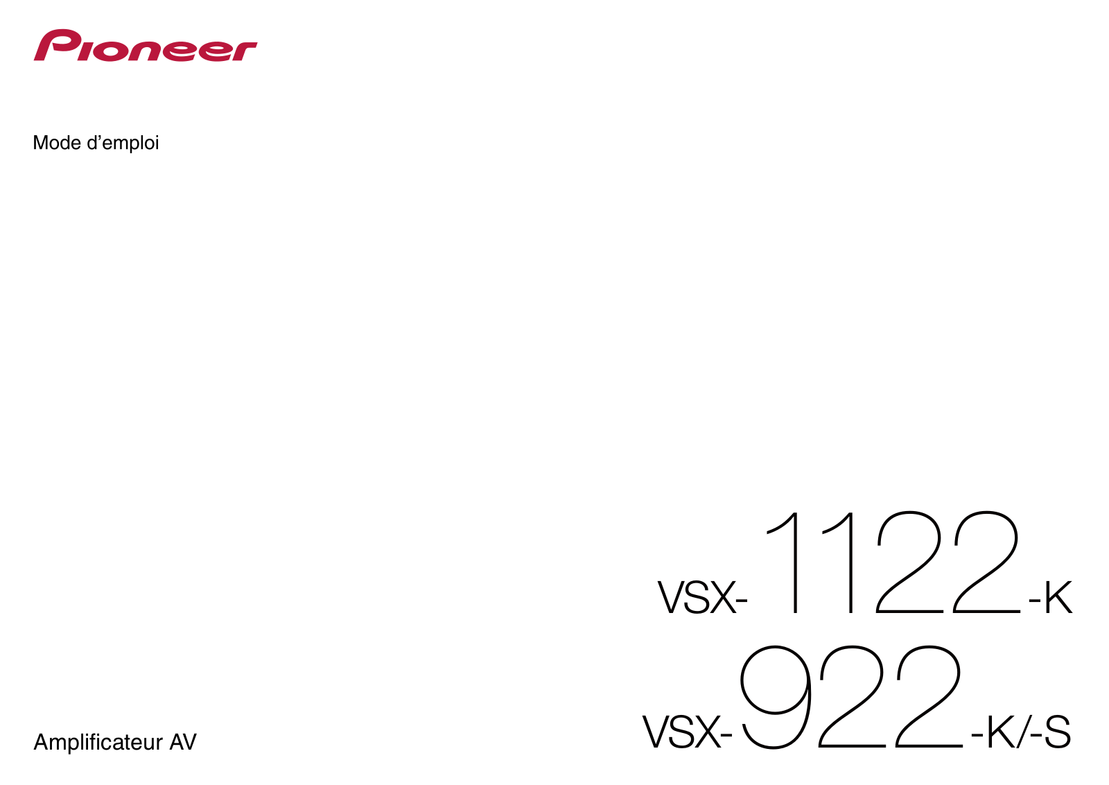 PIONEER VSX 922, VSX-1122 User Manual