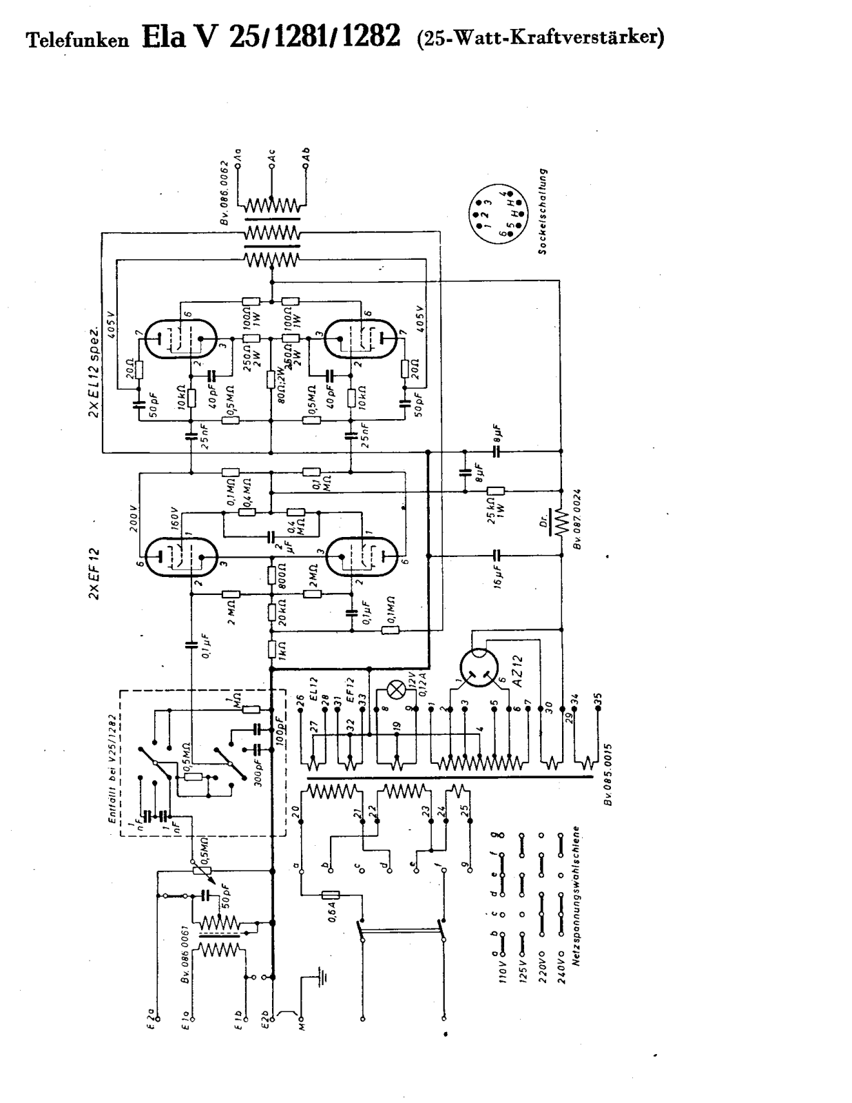 Telefunken Ela V25 1281, Ela V25 1282 Cirquit Diagram