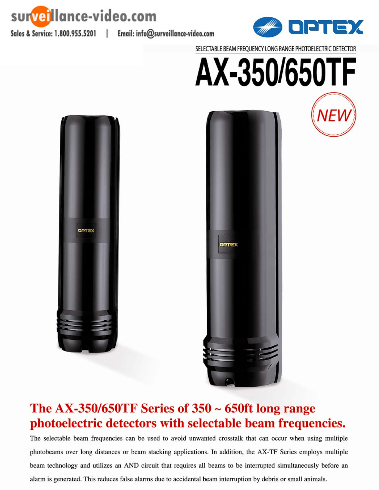 Optex AX-350TF, AX-650TF Specsheet