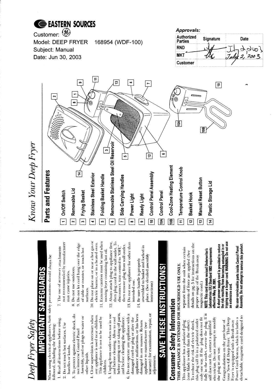 GE 168954 User Manual