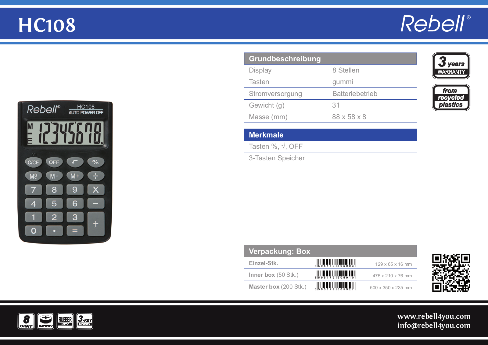 Rebell HC 108 User Manual