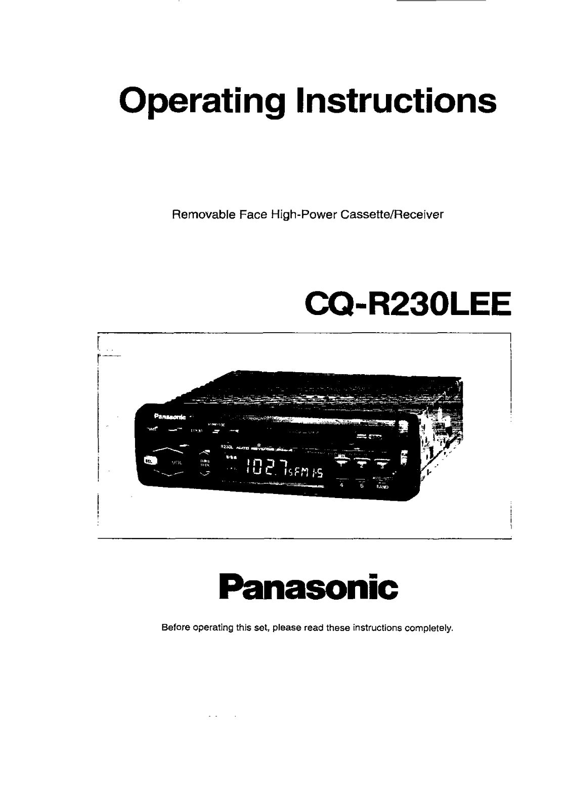 Panasonic CQ-R230L User Manual