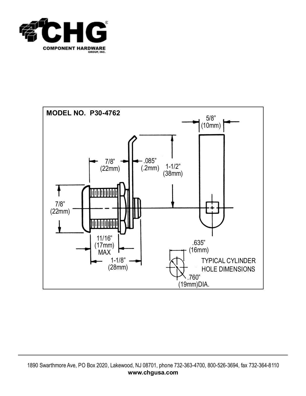 Component Hardware P30-4762 User Manual