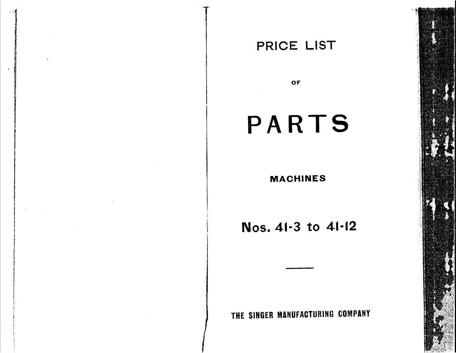 SINGER 41-3, 41-4, 41-5, 41-6, 41-7 Parts List