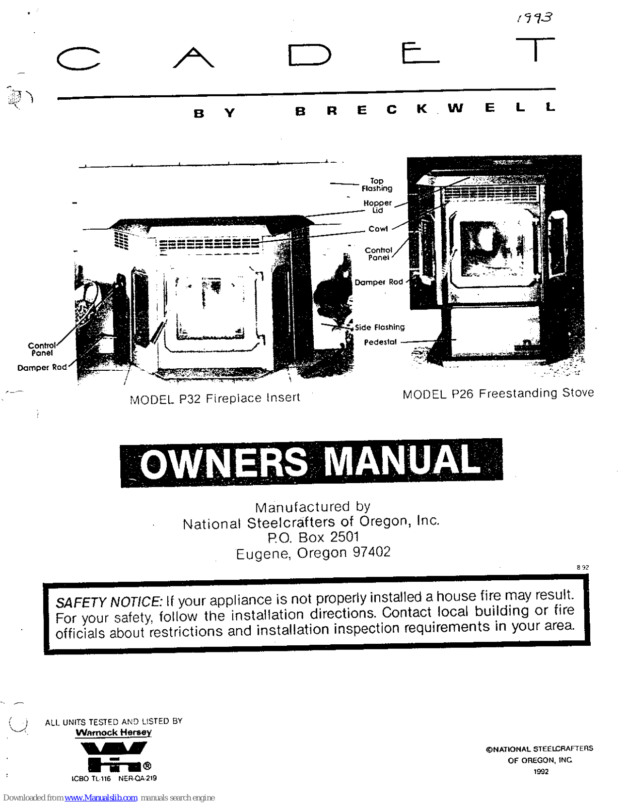 Breckwell Cadet P26FS, Cadet P32I, Cadet P26 Owner's Manual