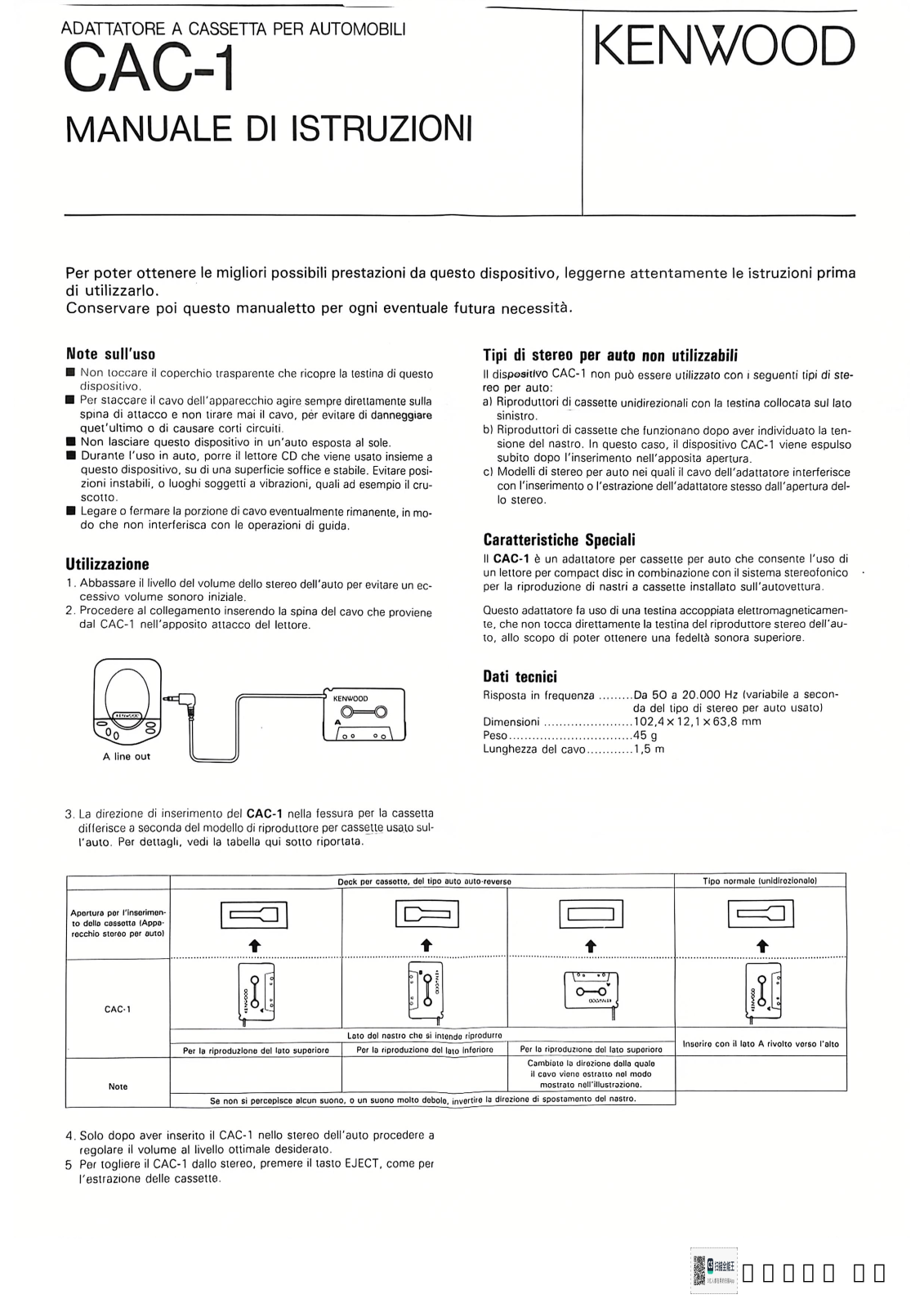 KENWOOD CAC-1 Instruction Manual