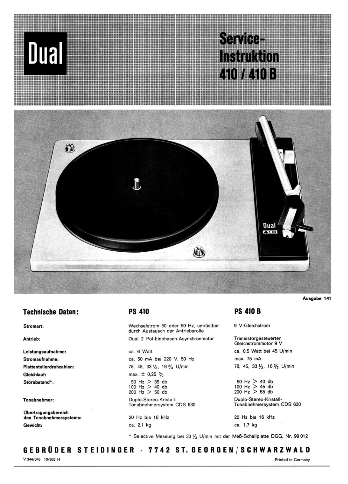 Dual 410-B Service manual