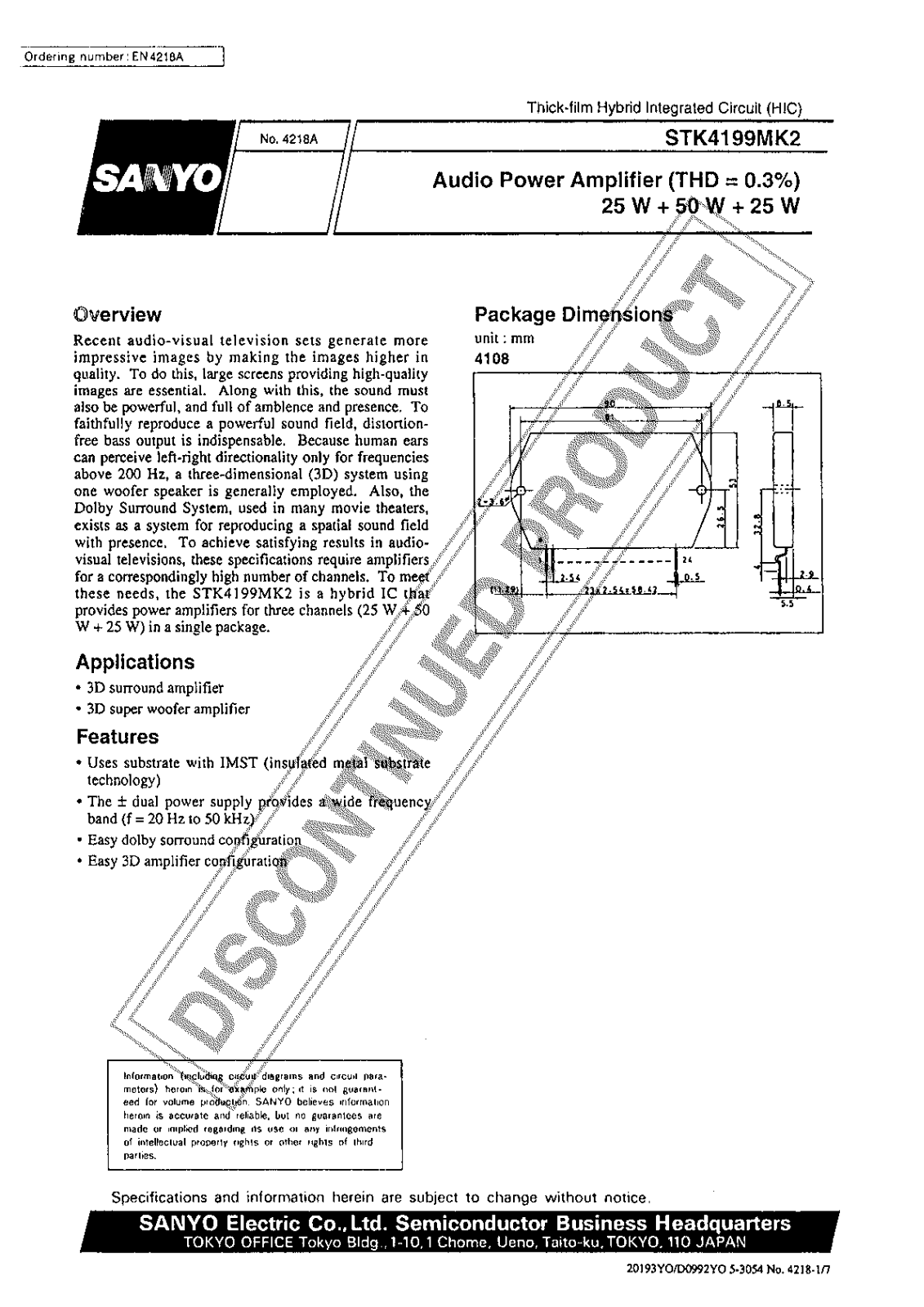 Sanyo STK4199MK2 Specifications