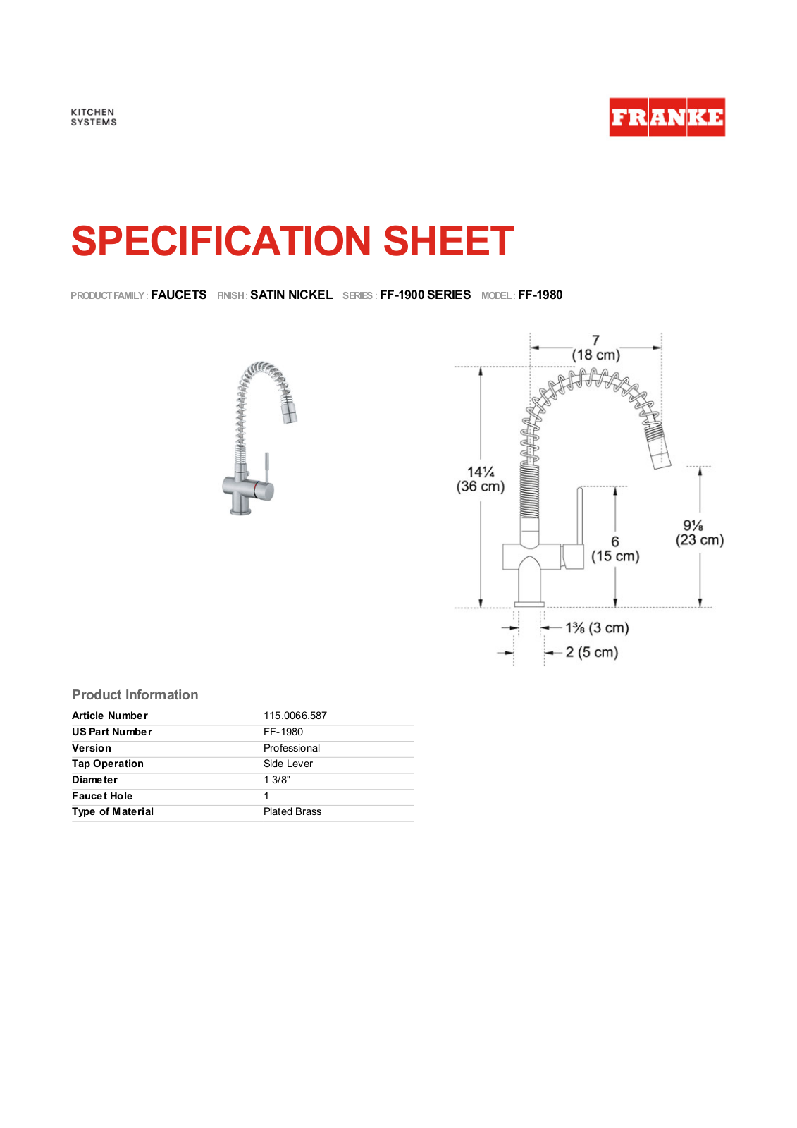 Franke Foodservice FF-1980 User Manual