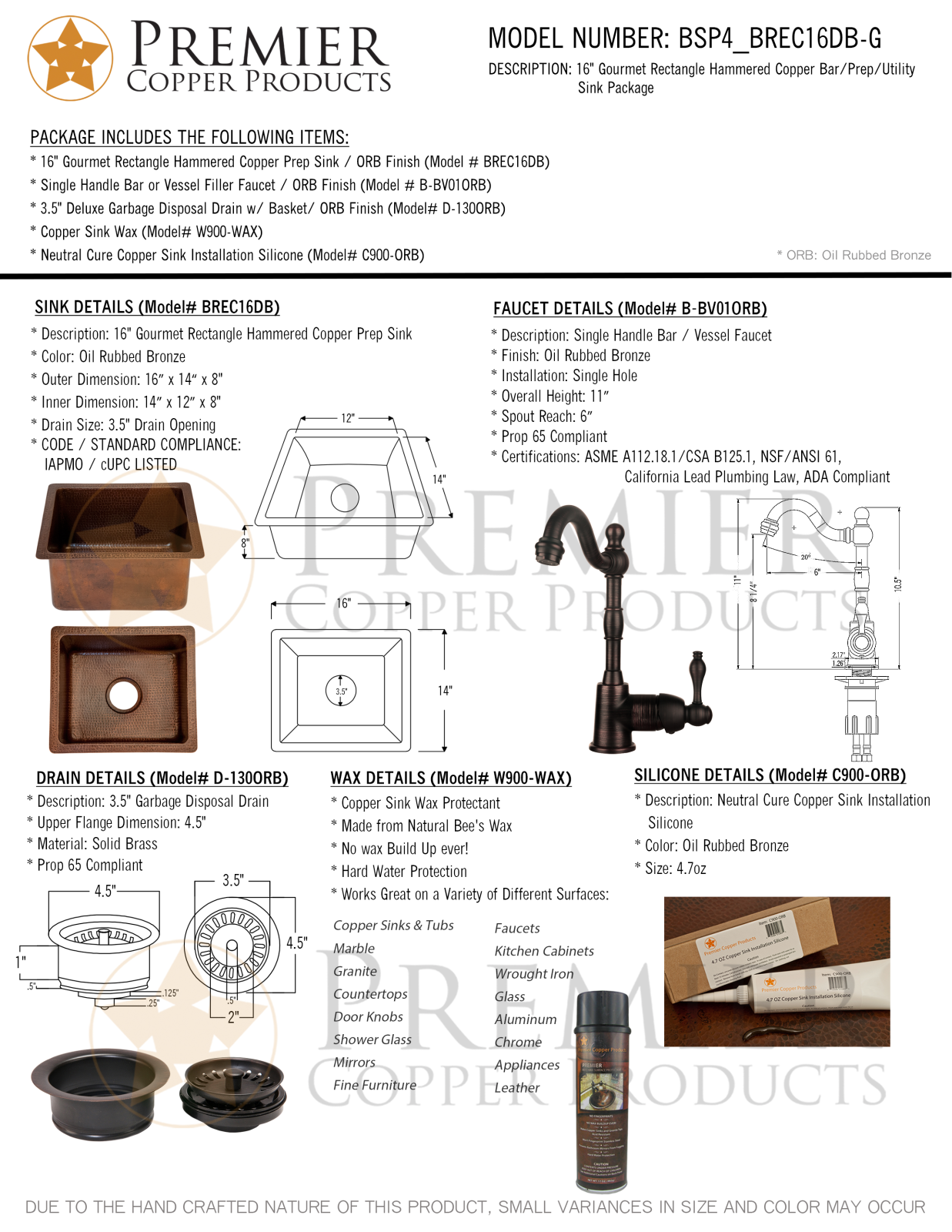 Premier Copper Products IER1787 Specifications - ManualMachine.com