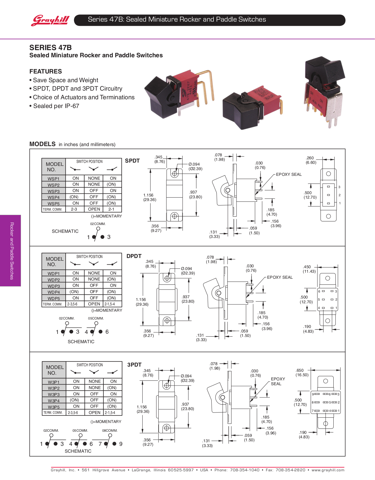 Grayhill Rocker Switches 47B User Manual