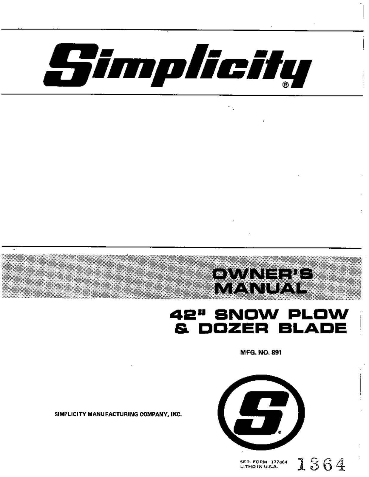 Simplicity 891 User Manual