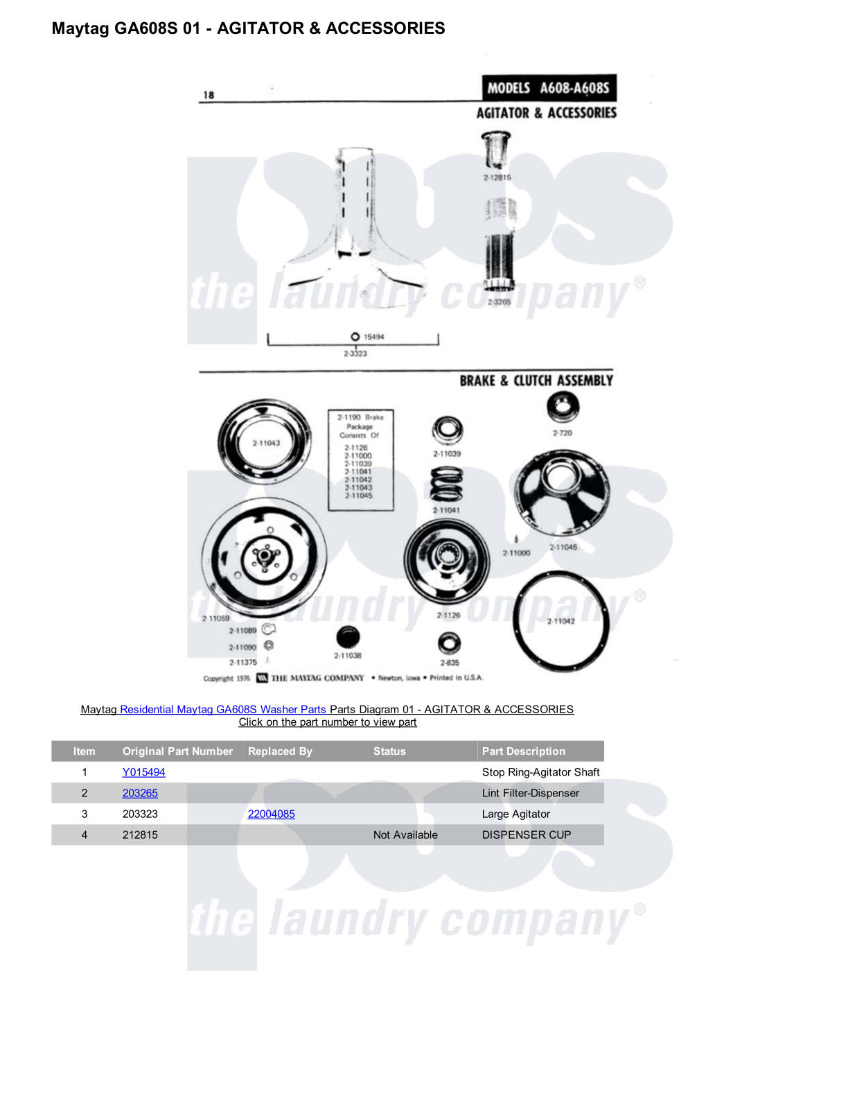 Maytag GA608S Parts Diagram