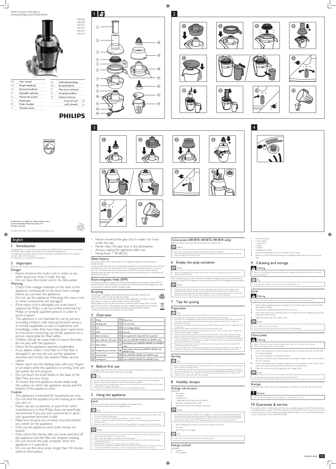 PHILIPS HR 1869 User Manual