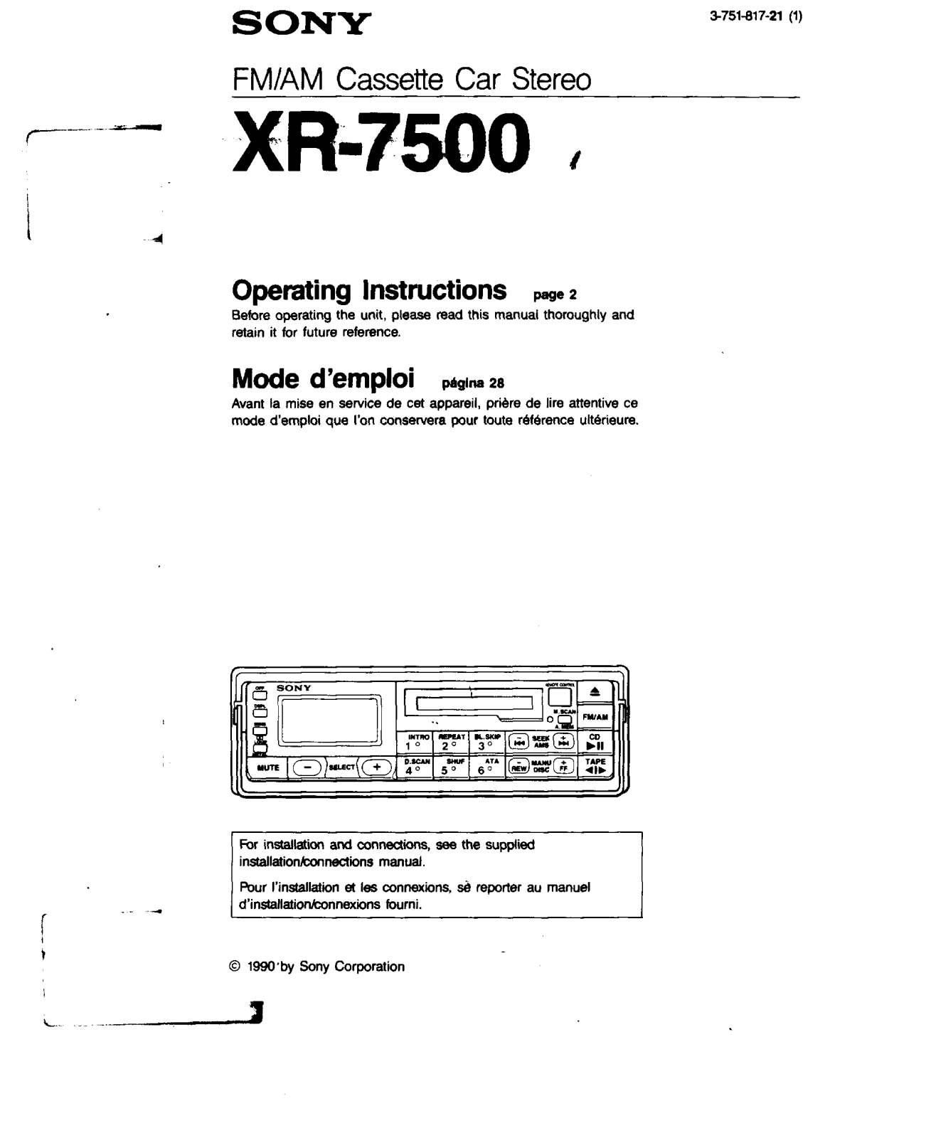 Sony XR-7500 User Manual