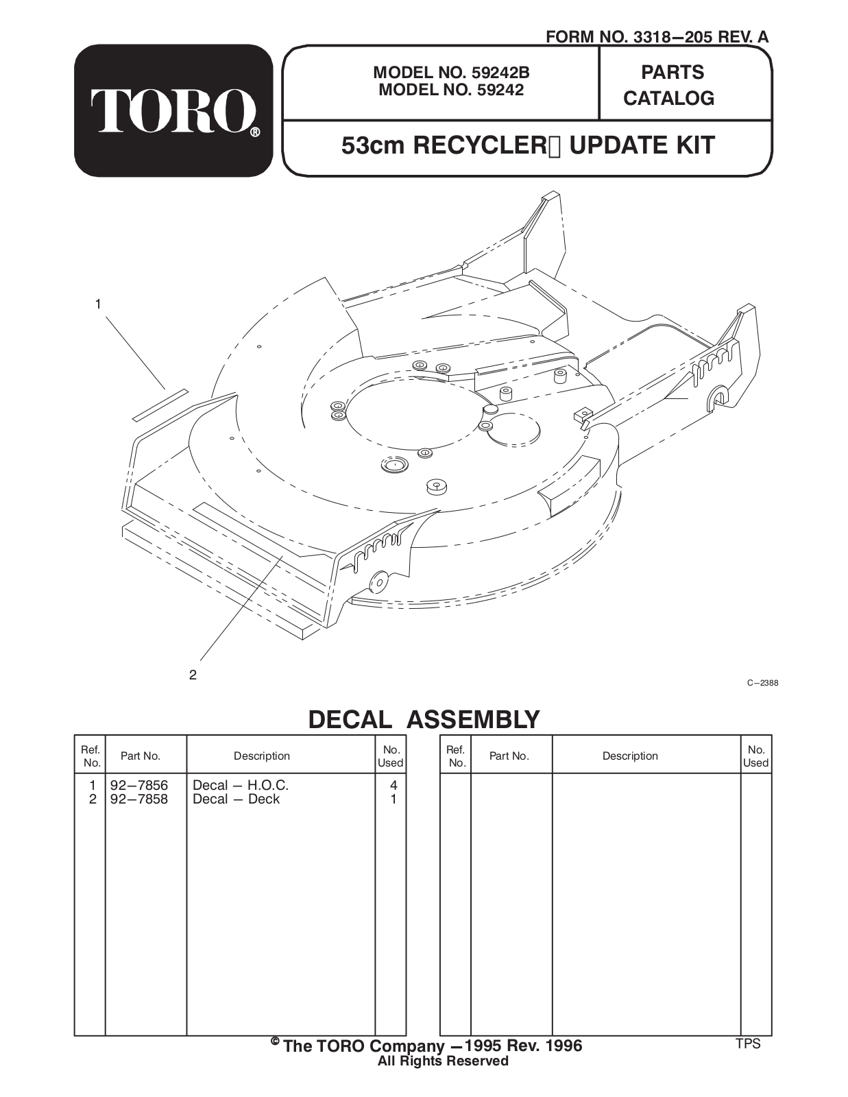 Toro 59242, 59242B Parts Catalogue