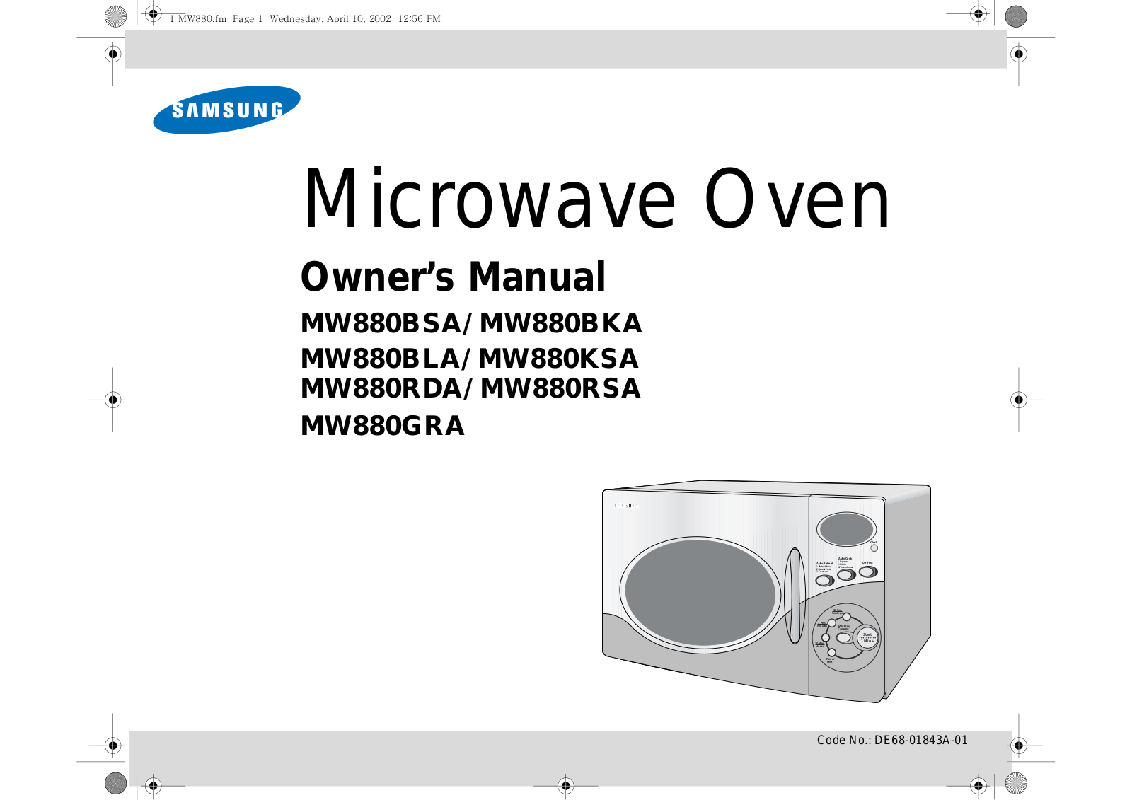 Samsung MW880RSA, MW880RDA, MW880KSA, MW880GRA, MW880BSA User Manual