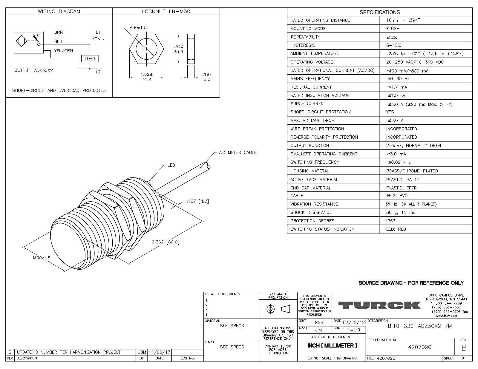 Turck BI10-G30-ADZ30X27M Data Sheet