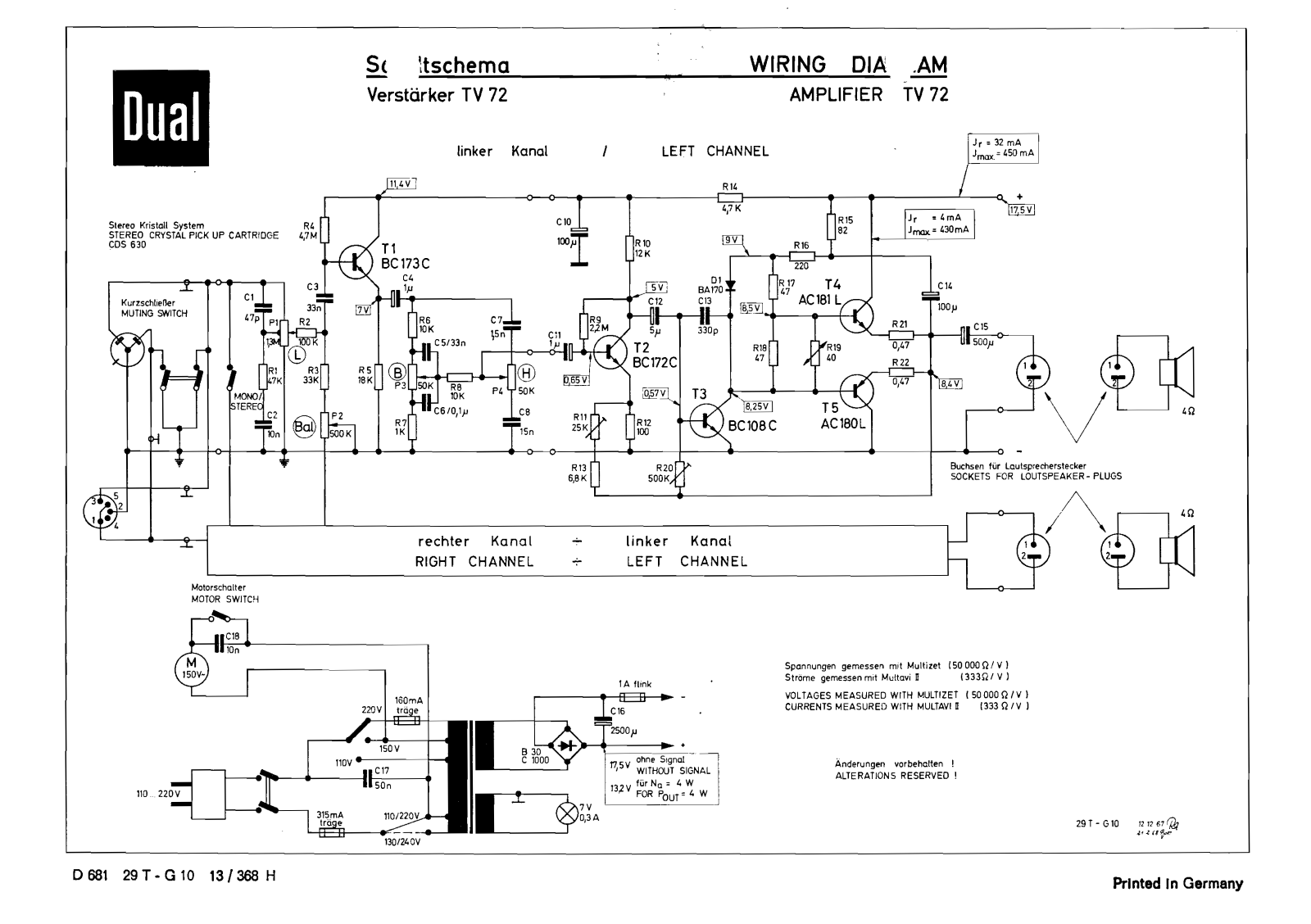 Dual TV-72 Schematic