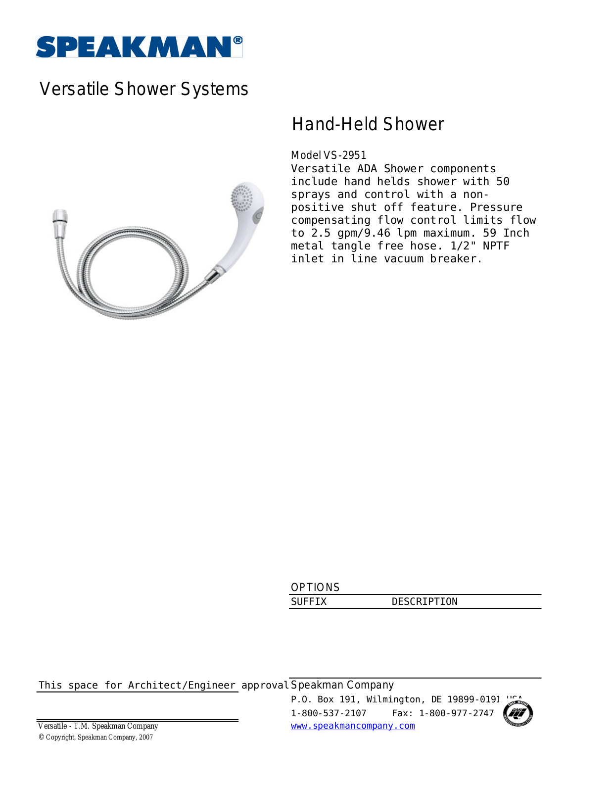 Speakman SPK1253 Specifications - ManualMachine.com