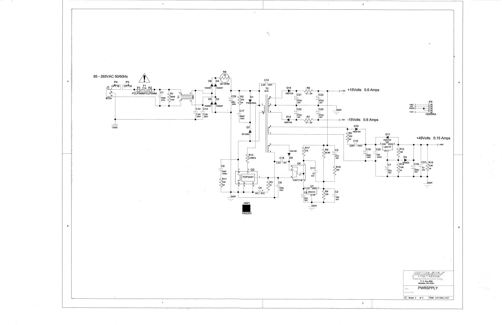 Peavey pv10, pv14 Schematic