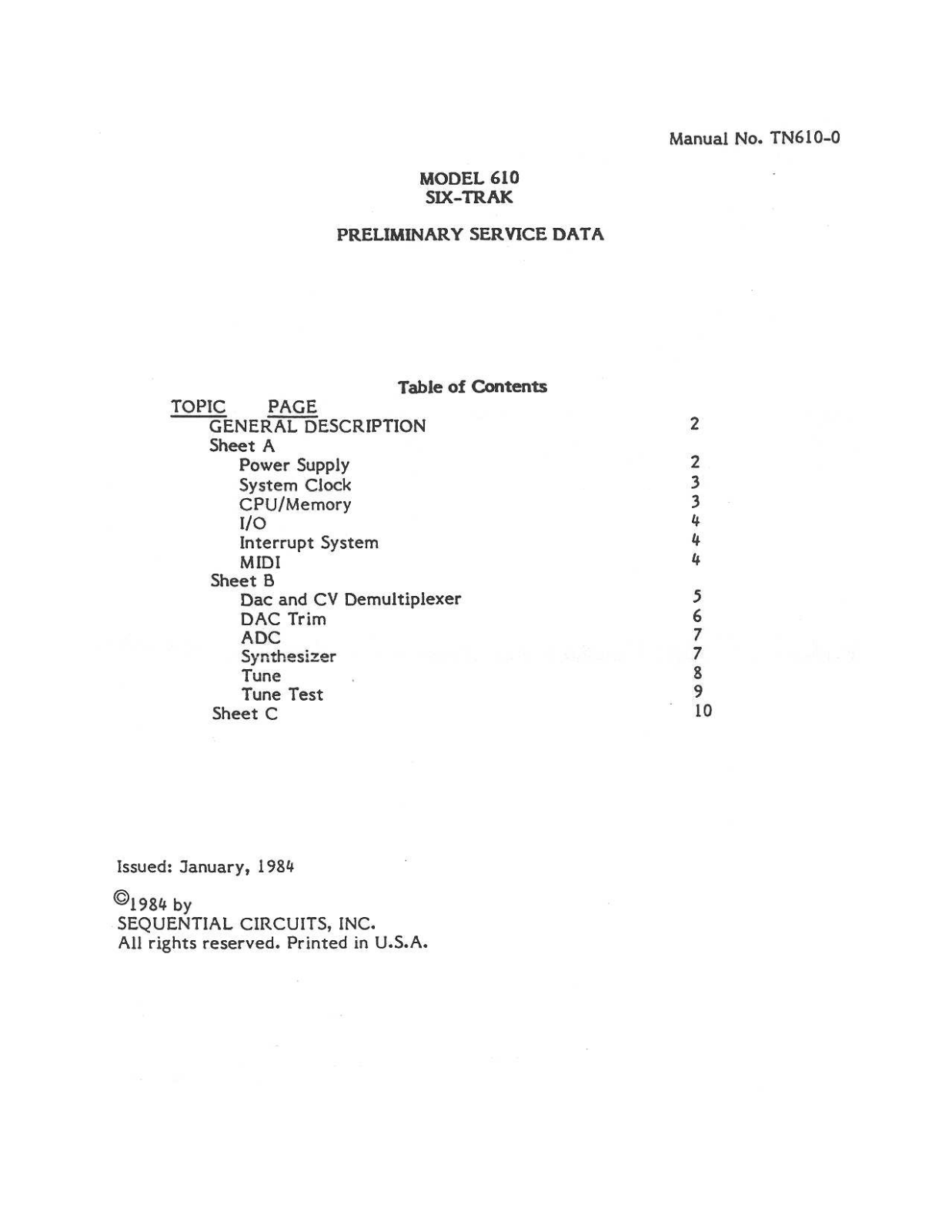 Sequential SixTrak Service Manual