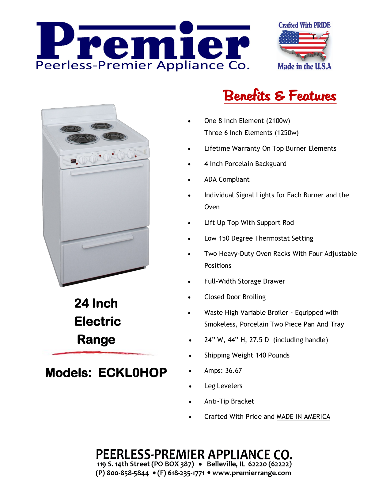Premier ECKL0HOP Specifications - ManualMachine.com
