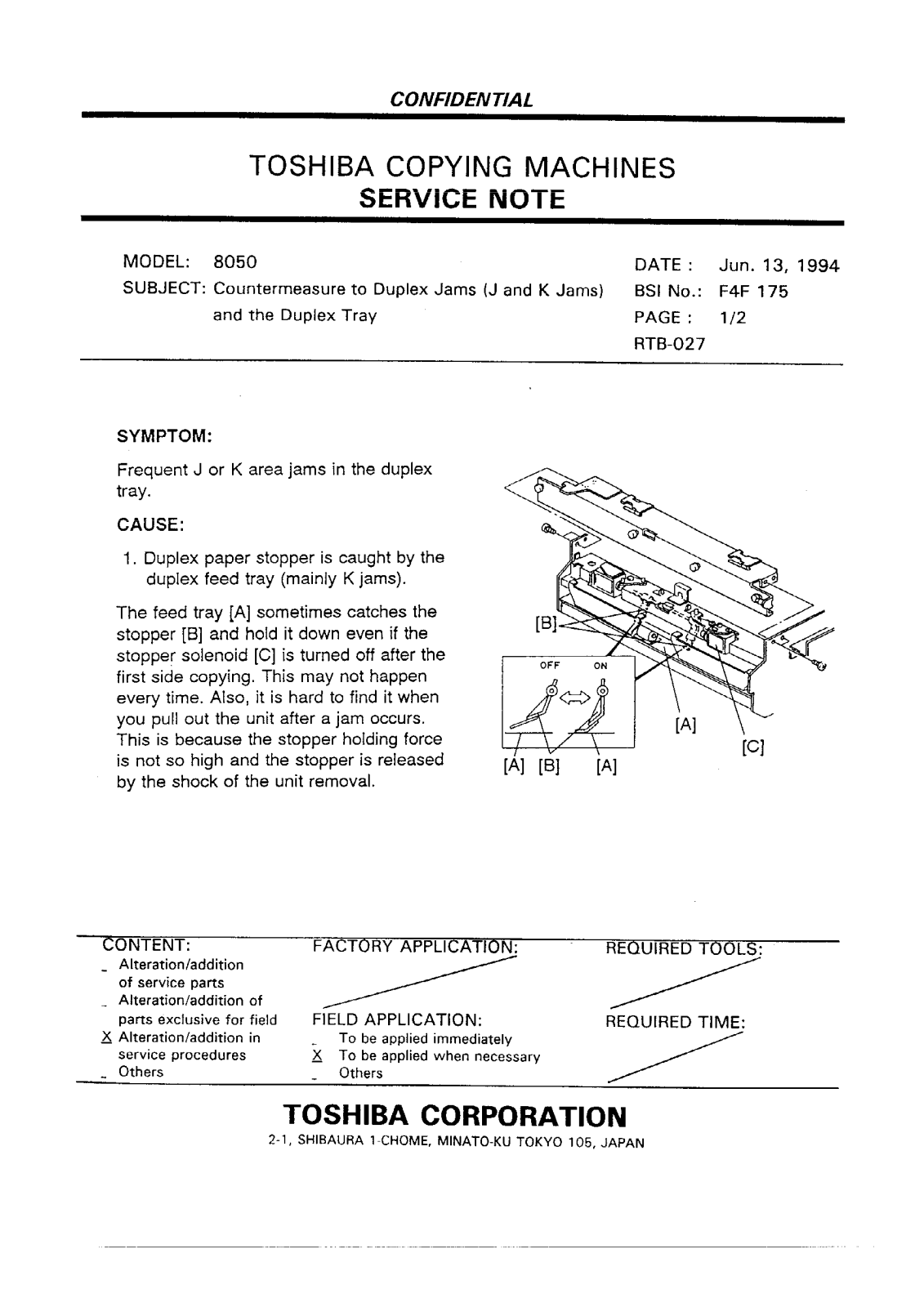 Toshiba f4f175 Service Note