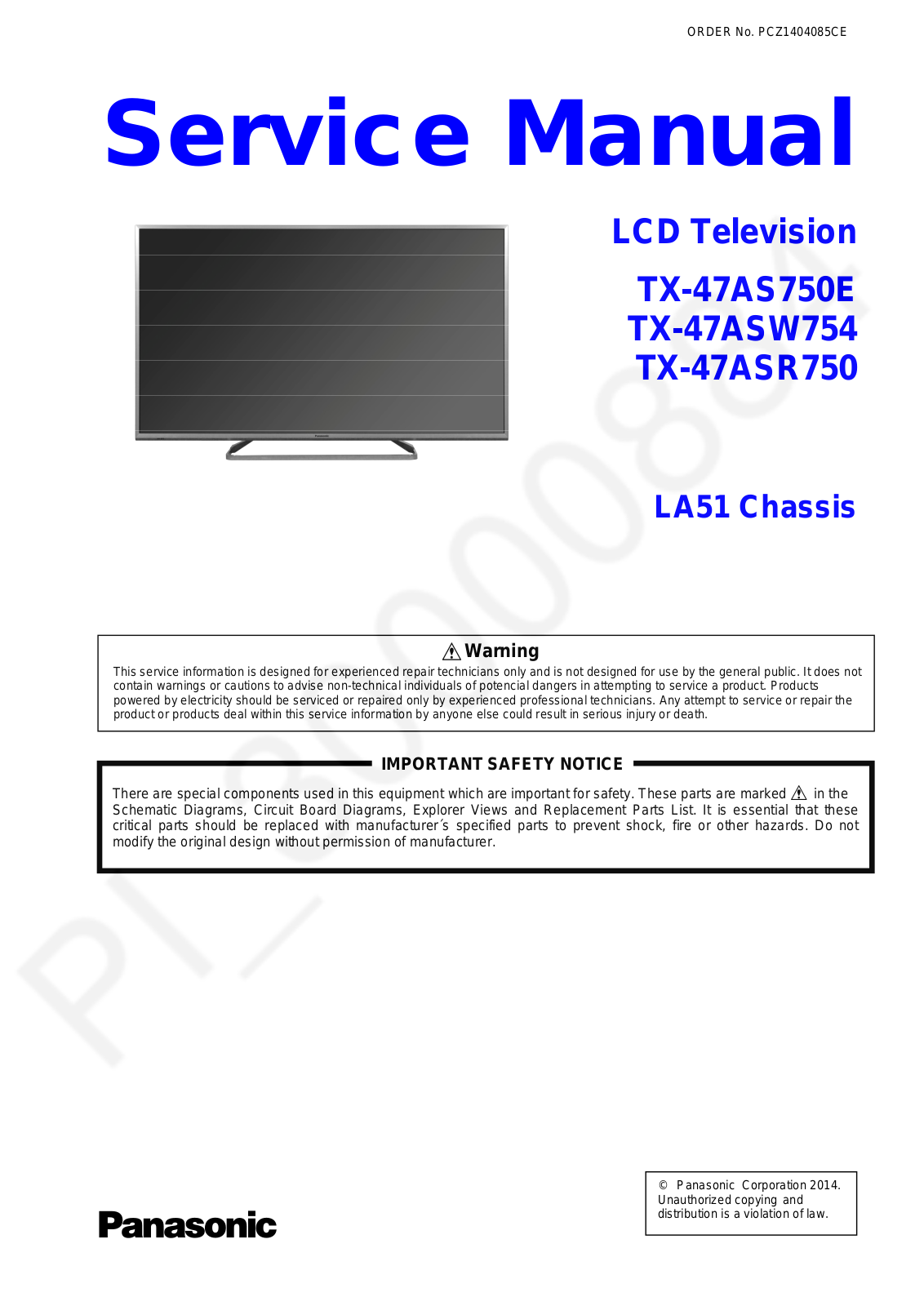 Panasonic TX-47AS5750E Schematic