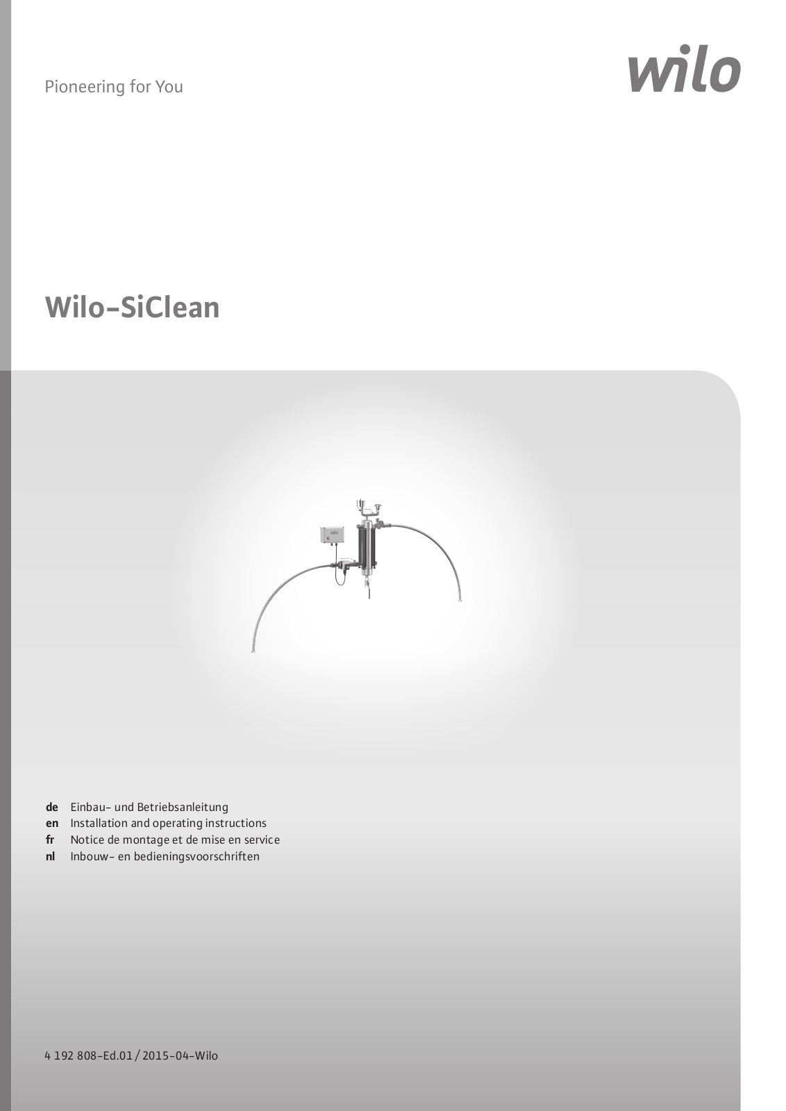 Wilo SiClean 1, SiClean 0, SiClean, SiClean 2, SiClean 4 Installation And Operating Instructions Manual