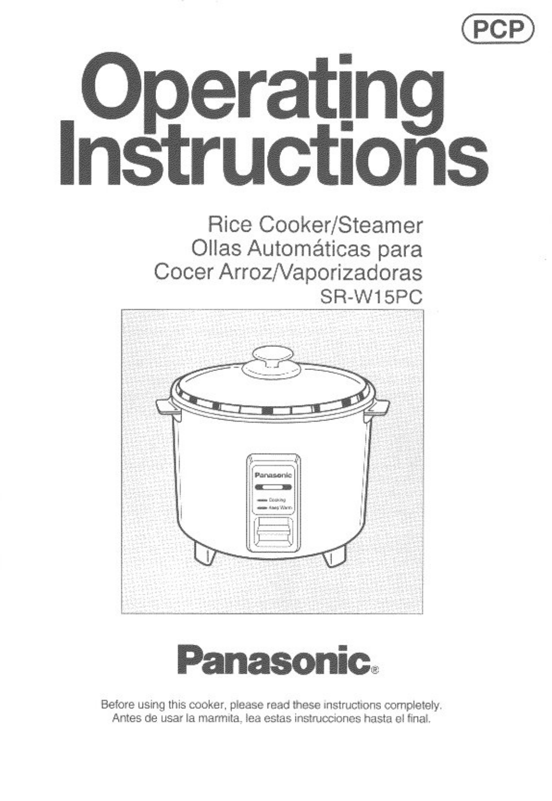 Panasonic Sr-w15pc Owner's Manual