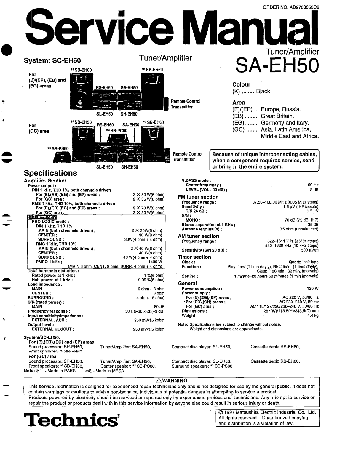 Technics SAEH-50 Service manual