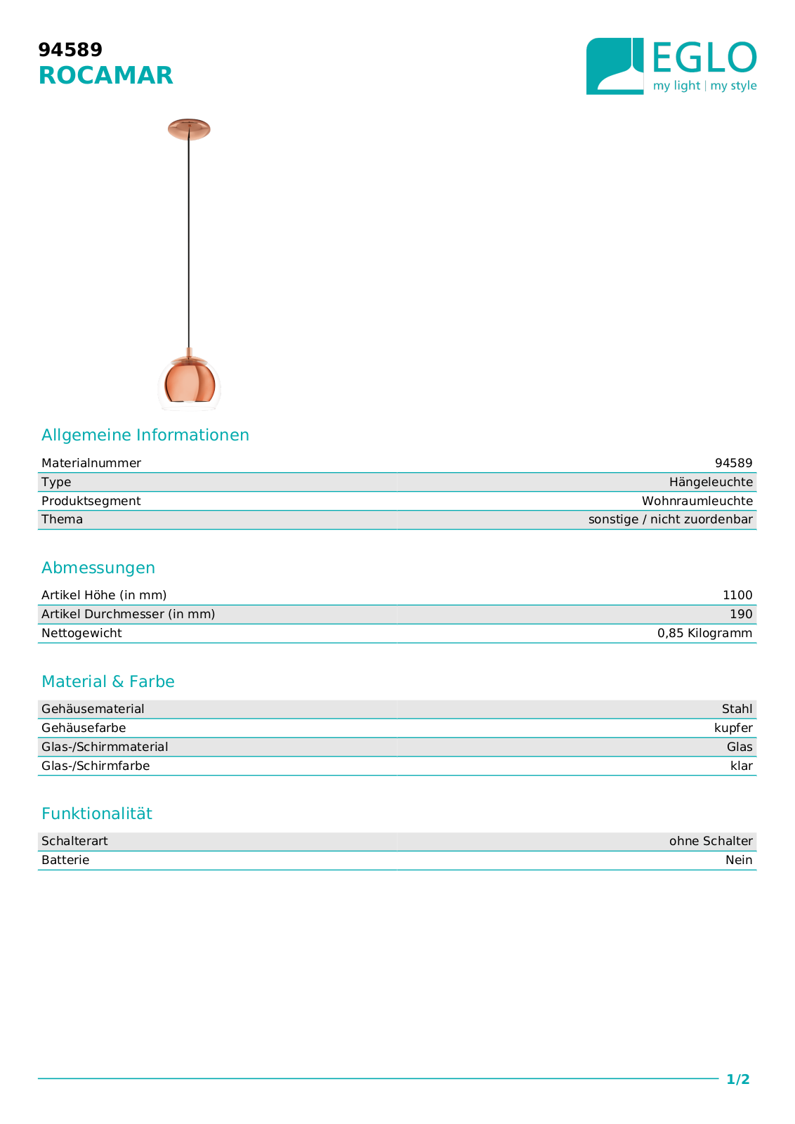 Eglo 94589 Service Manual