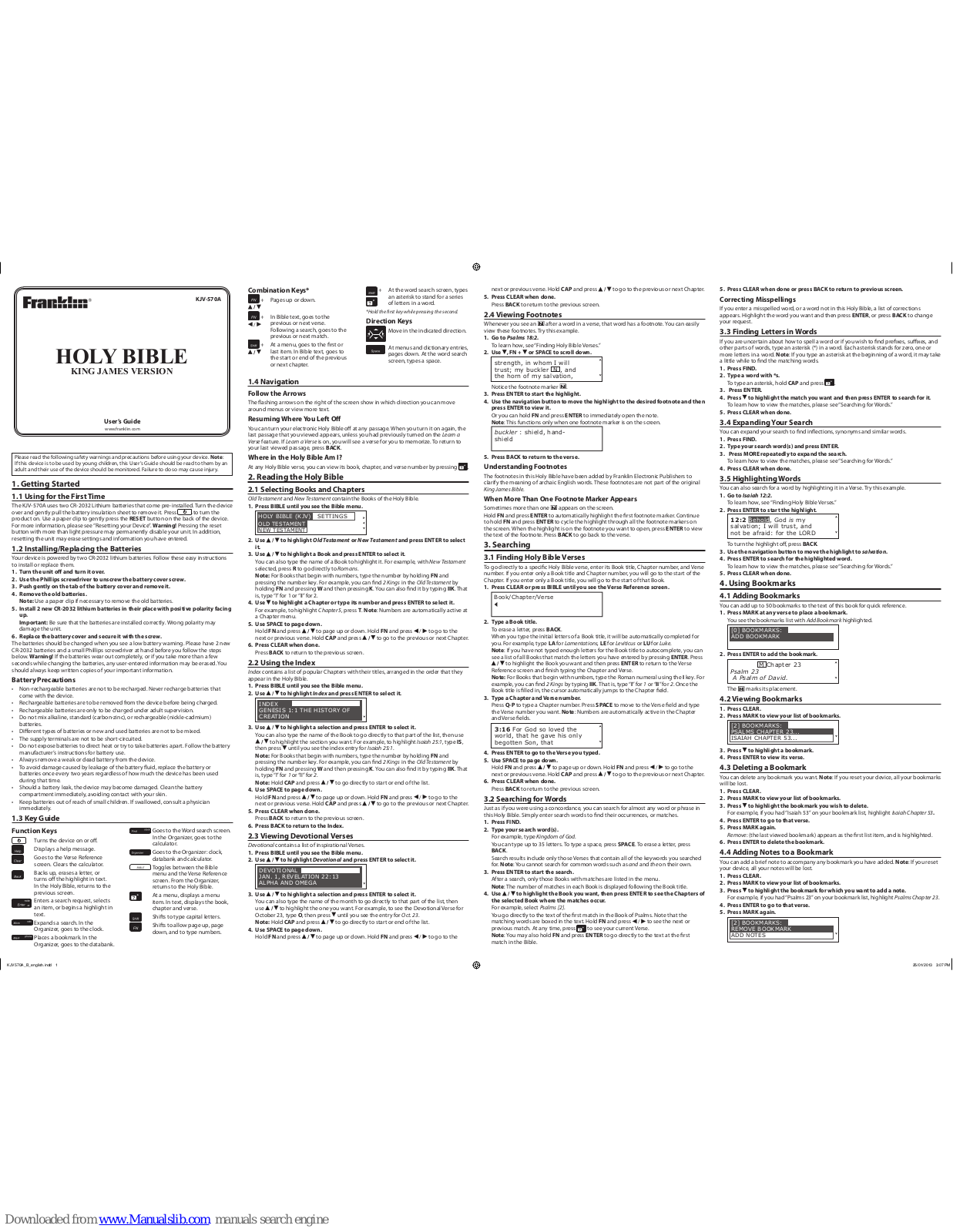 Franklin KJV-570A User Manual