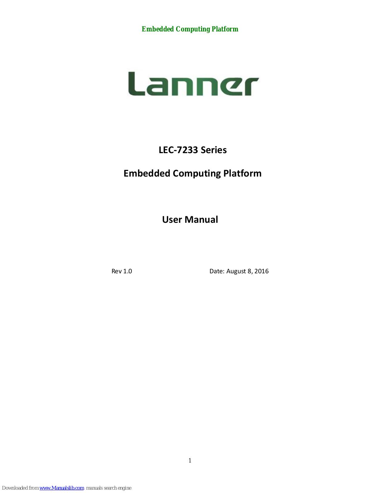 Lanner LEC-7233 Series User Manual