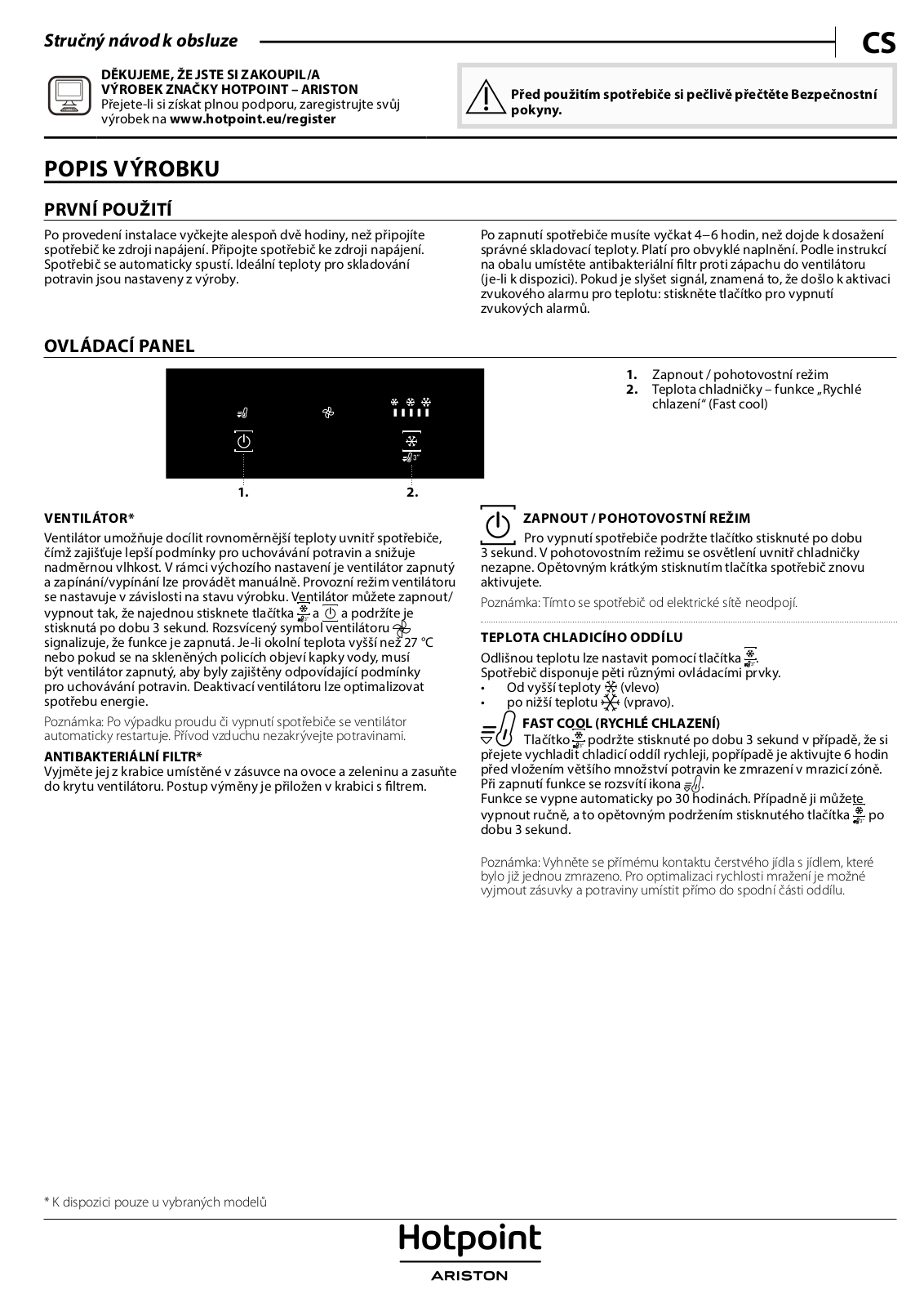 HOTPOINT/ARISTON BCB 7525 E C1 Daily Reference Guide