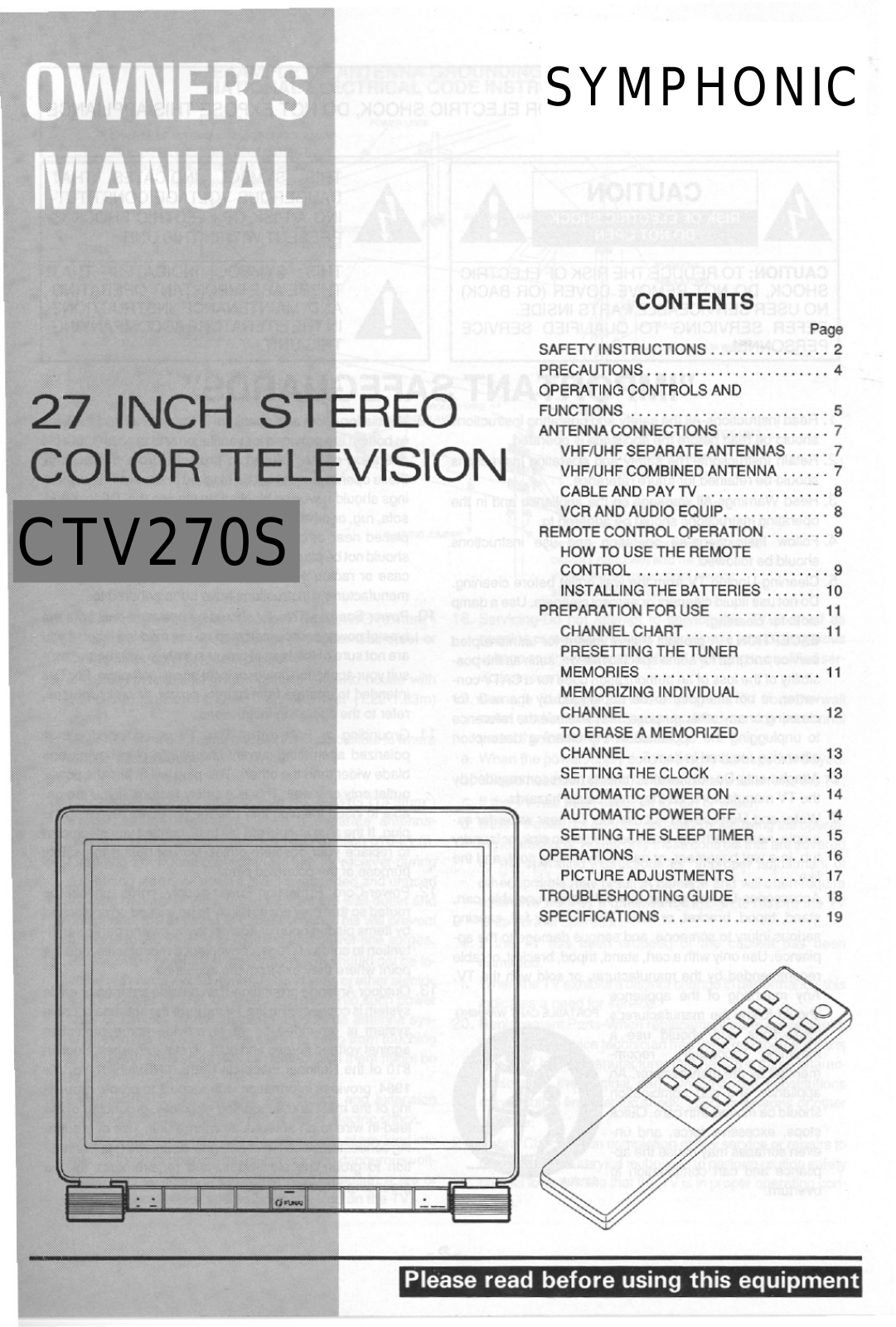 Symphonic CTV270S User Manual