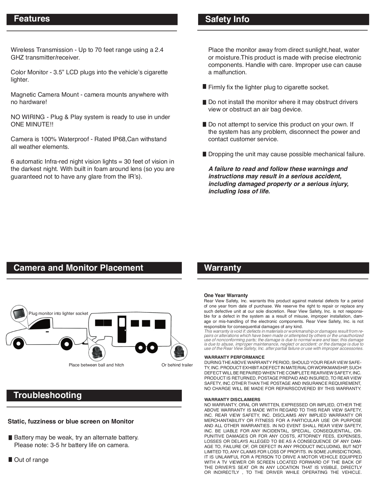 RearviewSafety RVS-83112 User Manual