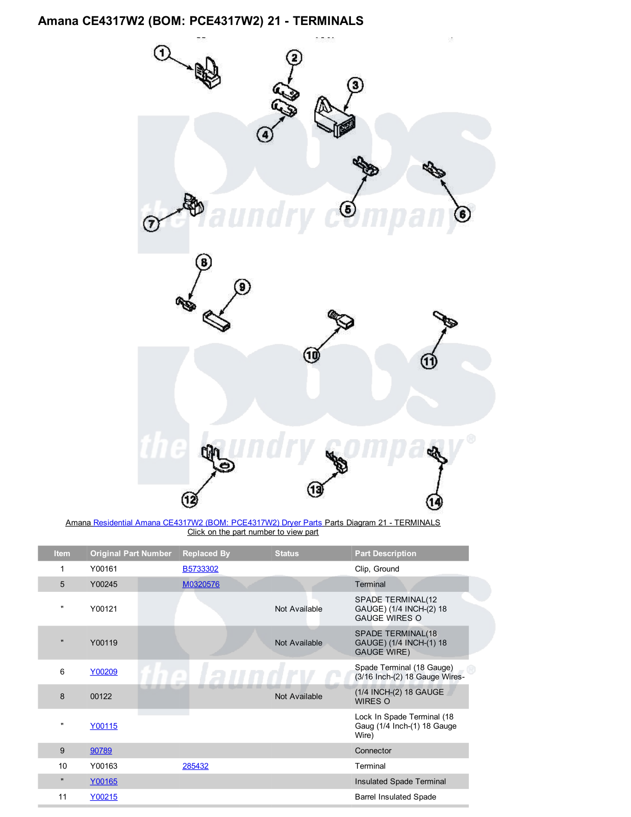 Amana CE4317W2 Parts Diagram