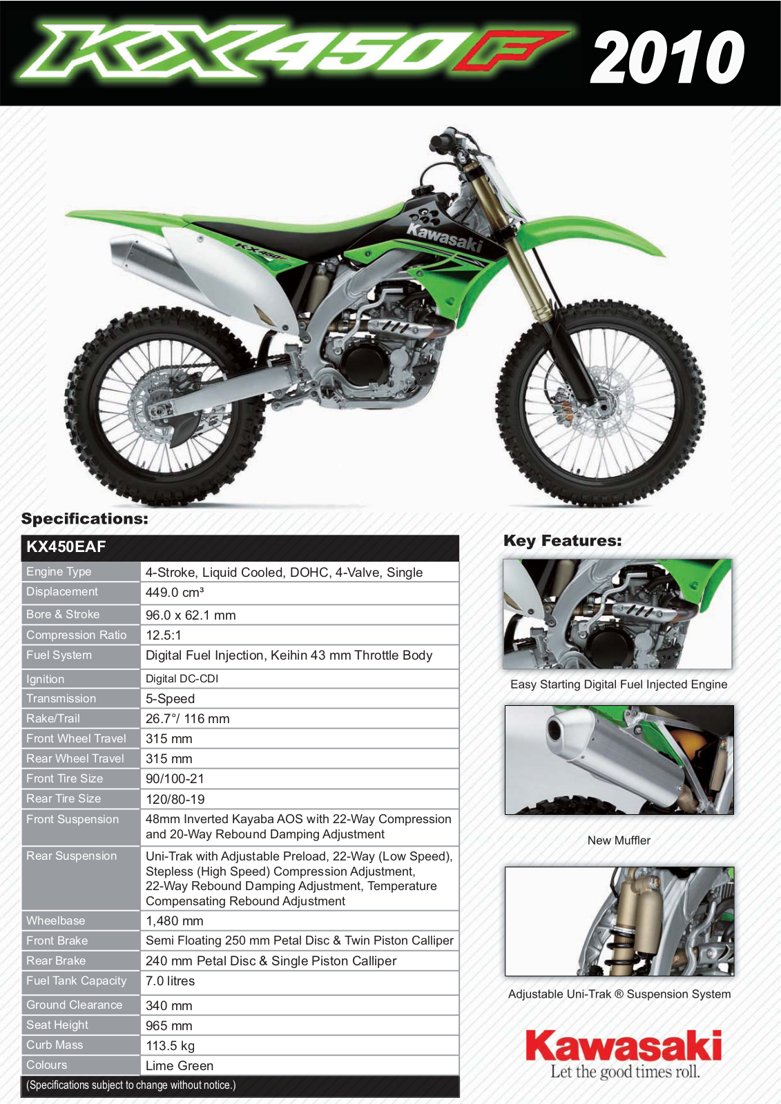 Kawasaki KX450F User Manual