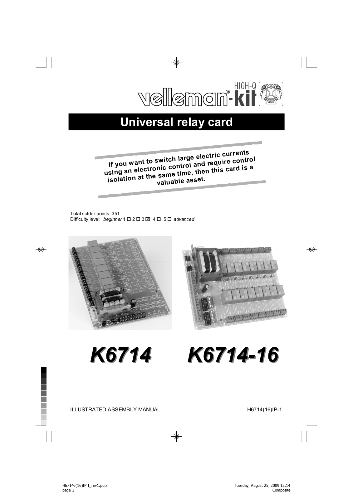 Velleman K6714-16 Assembly instructions