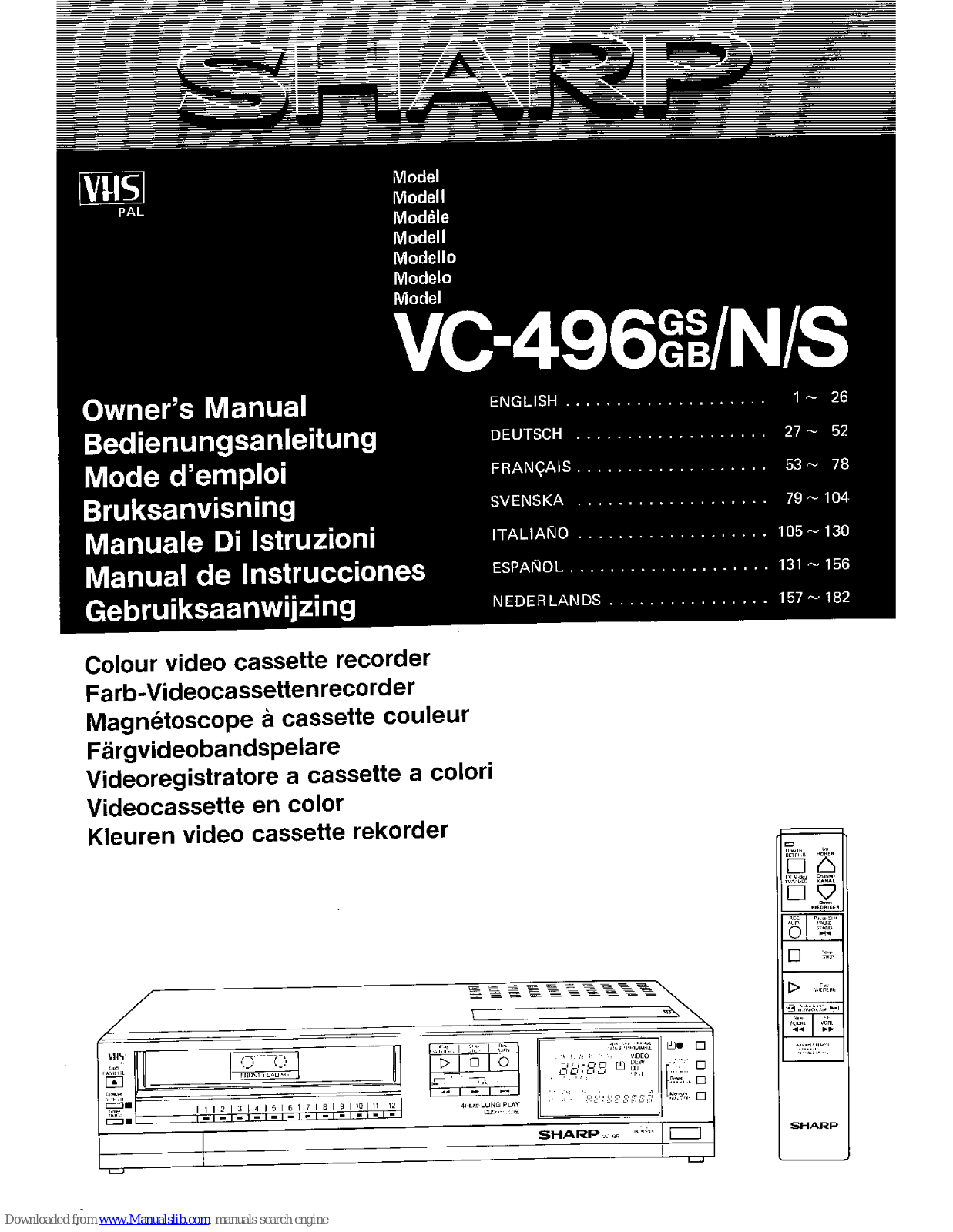 Sharp VC-496GSN, VC-496GSS, VC-496GBN, VC-496GBS Owner's Manual - ManualMachine.com