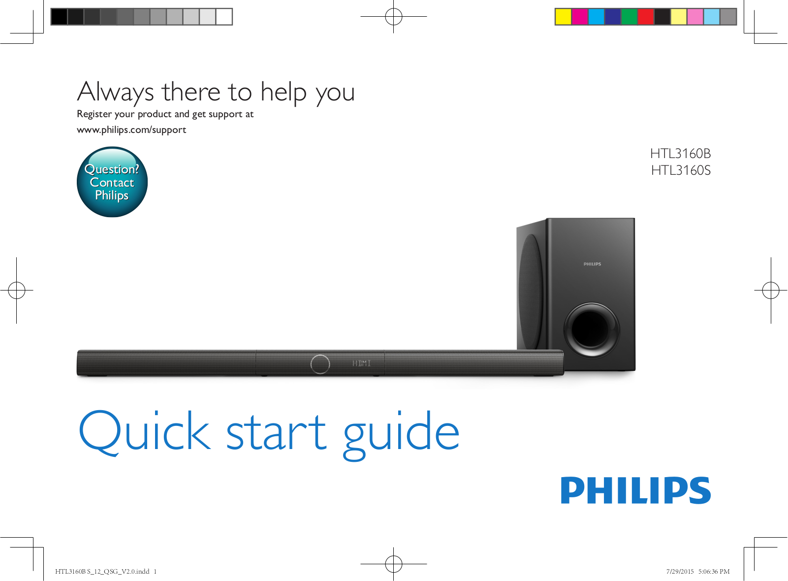 Philips HTL3160B, HTL3160S, HTL3170B Quick Start Manual