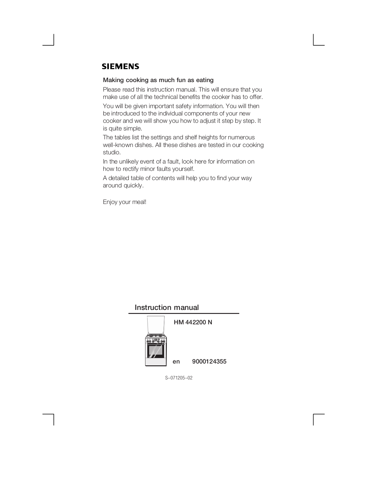 Siemens HM442200N User guide