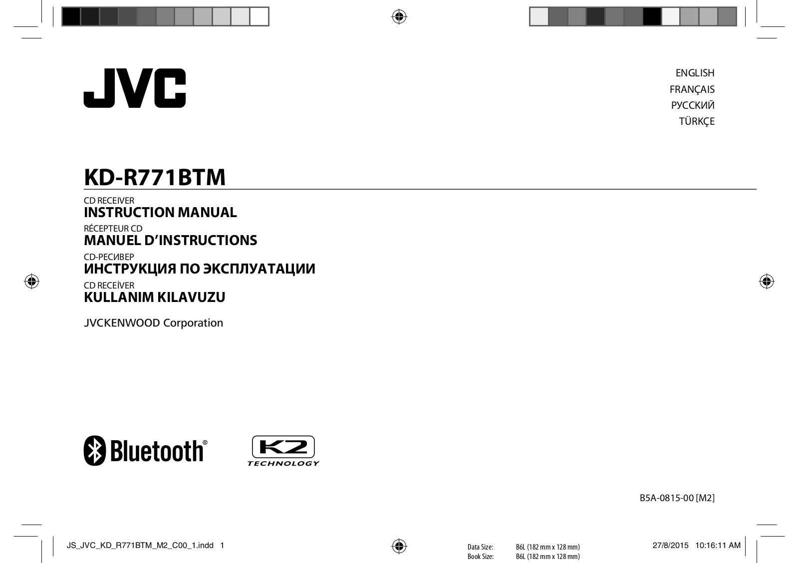 JVC KD-R771BTM User manual