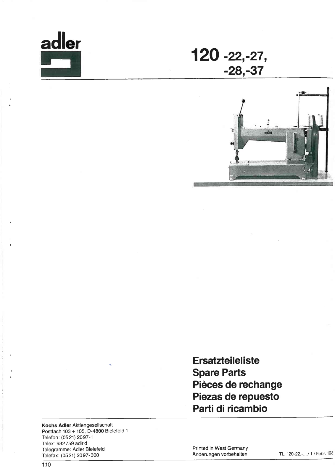 DURKOPP 120-27, 120-28 User Manual