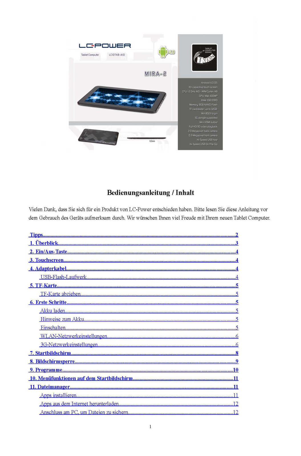 LC-Power LC10TAB-A10 User Manual