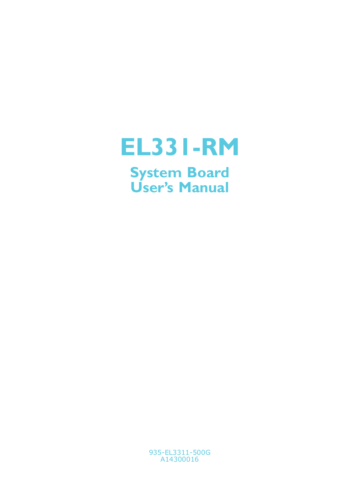 DFI EL331-RM User Manual