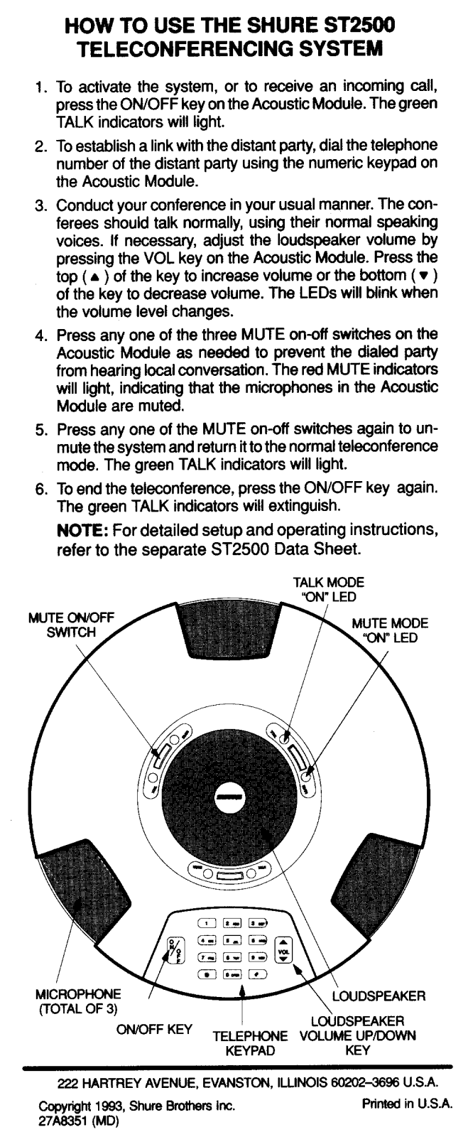 Shure ST2500 User Guide