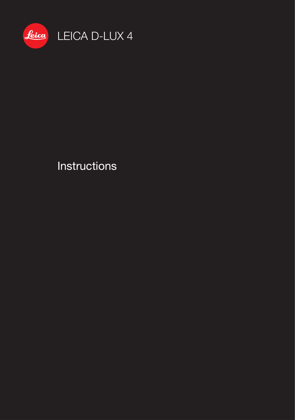 Leica D-Lux 4 Instruction Manual